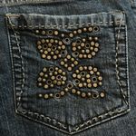 BCBGMAXAZRIA Dark Blue Straight Leg Jeans with Studded Pocket Photo 2