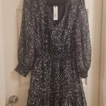 Steve Madden  V-Neck Long Sleeve Dot Smocked Waist Minidress  Size L Photo 8