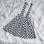 Forever 21 Black and White Graphic Diamond Pattern Pinafore Dress Photo 3