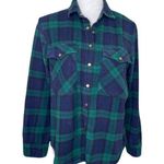 Rustic Outfitters Vintage Women's Plaid Snap Button Down Shirt XL Dark Academia Blue Photo 0