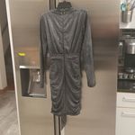 House Of CB ππ Annukka Graphite Sparkle Wrap Dress ~ Metallic Silver XS NWOT Photo 9