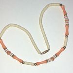 Elegant Vintage Cream and Orange Beaded Boho Necklace Photo 3