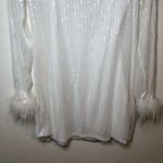 Lulus  Marvelous Energy White Sequin Mesh Long Sleeve Mini Dress Size M Photo 4