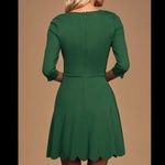 Lulus Cumulonimbus Clouds Dark Green Long Sleeve Skater Dress SMALL Photo 3