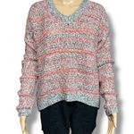 Aeropostale Womens Knit Sweater Pullover Slouch Striped Stretchy Pink Orange Lrg Photo 0