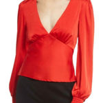 Lulus NWT Head Held High Satin Long Sleeve Top Photo 0