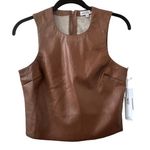 Good American NWT VEGAN LEATHER VEST IN COGNAC Photo 4