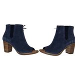 Toms Women's Peep Toe Booties Blue Gray High Heel Size 11 wide Zip Closure Photo 3