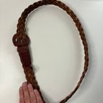Brown Leather Braided Belt Buffalo Leather Woven Boho Hippie Western Large VTG Photo 3