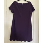 Anne Klein Scalloped Boatneck Short Sleeve Dress 12 Eggplant Purple Photo 1