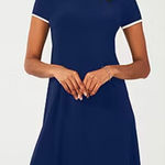 MSK Shift Dress Size Small Navy Short Sleeve Mini Round‎ Neck Pull Over Blue Photo 0