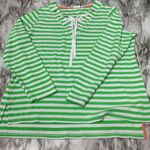 Crown & Ivy  Green and White Long Sleeve Terrycloth Nautical Sailor Popover Top Photo 3