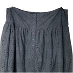 Sundance  Black Eyelet Roslin Cotton Button Front Midi Skirt, XL Photo 2