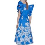 ZARA  Daisy Floral Statement Ruffle Sleeve Midi Dress Size Medium Sweetheart Neck Photo 1