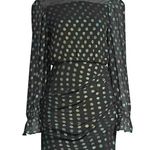 SALONI Rina Silk Blend Metallic Polka Dot Mini Sheath Dress Size 2 Black Photo 0
