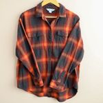Old Navy The Boyfriend Shirt Women's L Taylor Swift Plaid Evermore Flannel Photo 3