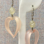Frosted Pink Heart Beads Drop Earrings Y2K Aesthetic Trendy Fashion Accessory Photo 0