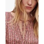 Maje 💕 Lolivate Floral-Print Satin Blouse Mini Fleurs Print Size 2 = Medium NWT Photo 4