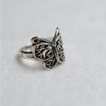 Source Unknown Filigree Butterfly Silver Tone Metal Alloy Size 6 Fairy Cottagecore Casual Ring Photo 2