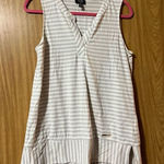 Jones New York Signature White & Grey Striped V-Neck Tank Top Woman’s Size Large Photo 0