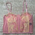 SheIn : Pink Stretchy Corset Style Silky Lace Top Photo 2