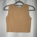 ZARA Tan Beige Cropped Sleeveless Sweater Vest Medium Photo 5