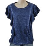 Wit & Wisdom Women’s Short Sleeve Shirt With Ruffle Detail Sleeves XS NWOT Blue Photo 1