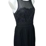 BCBGeneration  Black Floral Lace Sheer Mesh Sleeveless Cocktail Mini Dress Size 6 Photo 1