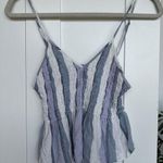 Ocean Drive White and Blue Smocked Cropped Tank Top Photo 0