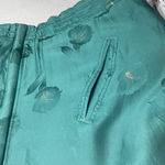 Vintage Abvien Size M Silk Bomber Jacket Green Metallic Gold Floral Full Zip 80s Size M Photo 6