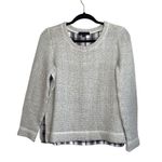 Sanctuary Light Gray Plaid Lined Wool Blend Knit Sweater Photo 1