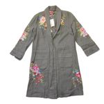Johnny Was NWT Amara Heavy Linen Coat in Shale Floral Embroidered Open Jacket S Photo 1
