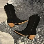 🖤Black Women Pointed Toe Low Heel Cowboy Booties•Size:9🖤 Black Photo 1