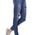 Judy Blue Mid- Rise Buffalo Plaid Patch Skinny Jeans - Size 13/31 Photo 2
