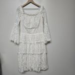 Tadashi Shoji Women Jacquin Off Shoulder Lace Tiered Bell Sleeve Dress Sz 12 NWT Photo 3
