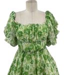 Hello Molly Challenge Your Faith Dress Puff Sleeve Floral Print Green Size US 2 Photo 2