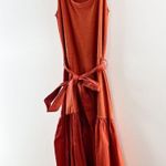 Nation Ltd Everly Frilly Ruffle Strap Tiered Cotton Midi Dress Cayene Red Small Photo 6