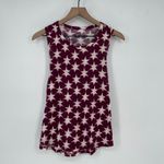 Lucky Brand  Star Print Sleeveless Tank Top Burgundy White Womens Size Small Photo 1