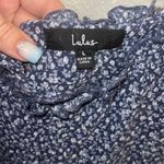 Lulus ✨ Sitting in the Sun Navy Blue Floral Print Ruffled Babydoll Sz L Dress✨ Photo 8