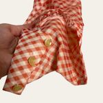 70’s Vintage Red Gingham Check Print Ruffle Front Collared Bodysuit Size M Size M Photo 1