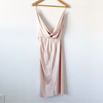 House Of CB Coco Beige Nude Satin Drape Back Cowl Wrap Midi Dress Photo 9