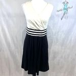 Lands' End black and ivory white surplice top knit dress size small Photo 1