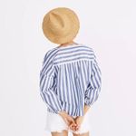 Madewell  Coastal Peasant Top in Shea‎ Stripe Blue & White XXS Photo 3