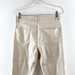ZARA High Rise Faux Leather Cropped Boot Flare Pants Cream 6 Photo 3
