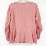 Flax  Womens Boho Beachy Lagenlook Button Front 100% Linen Shirt‎ Blouse Size S Photo 6