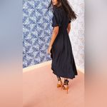 Ulla Johnson  Leah Dress Noir Black Midi Puff Sleeve Contrast Trim Size 10 Tie‎ Photo 2