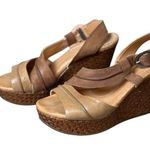 Naya Women's Brown Leather Wedge Sandals Size 8.5M Estra Casual Classic Neutral Photo 0