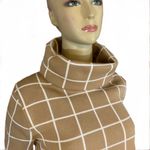 J.Crew  TAN & WHITE SQUARE PATTERN COWL NECK PULL OVER SWEATER (S) Photo 5