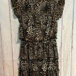 MELLODAY NWT  Animal Print Tiered Mock Neck Pleated Ruffle Dress Photo 0