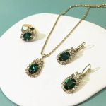 Oval Charm Necklace & Earrings & Ring Set Photo 0